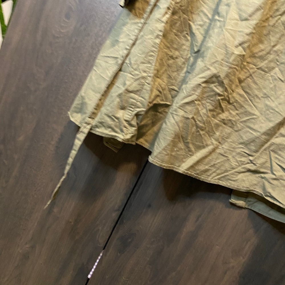 HM Divided Olive Green‎ Utility Shirt Dress Cotton Long Sleeve Button Down L - Picture 7 of 7
